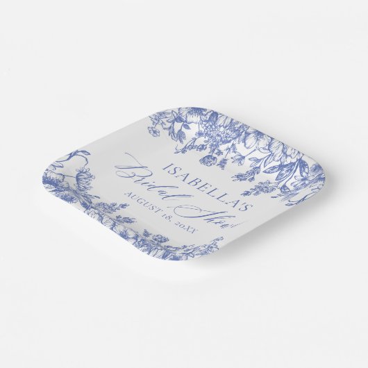 Chinoise Frans Victoriaans blauw Vrijgezellenfeest Papieren Bordje (Gebogen)