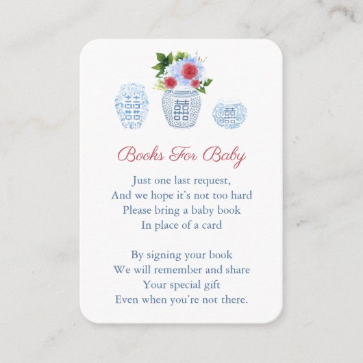 Chinoiserie 4e juli Book Request Baby shower Informatiekaartje (Voorkant)