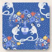 Chinoiserie-aap en bloem-Sierkussen Bier Onderzetter (Voorkant)