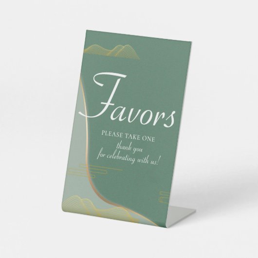 Chinoiserie Abstract Cloud Pattern Gold Line Favor Reclamebord Met Voetstuk (Voorkant)