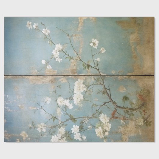 Chinoiserie Aged Blue Panels Cadeaupapier (Vlak)