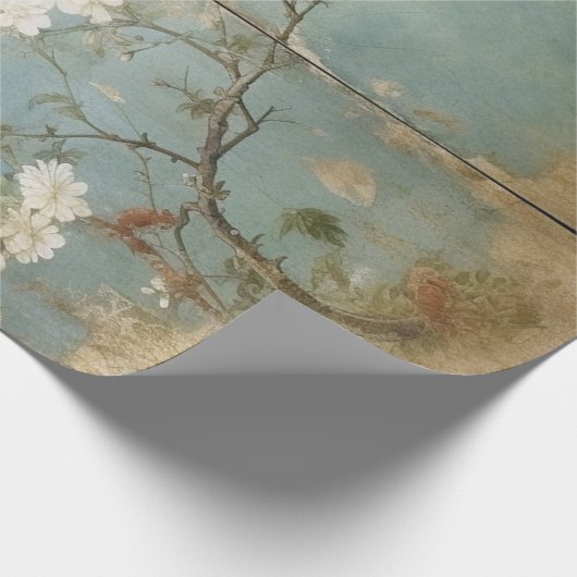 Chinoiserie Aged Blue Panels Cadeaupapier (Hoek)
