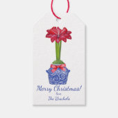 Chinoiserie Amaryllis, Kerstbloem cadeau Labels Cadeaulabel (Voorkant)