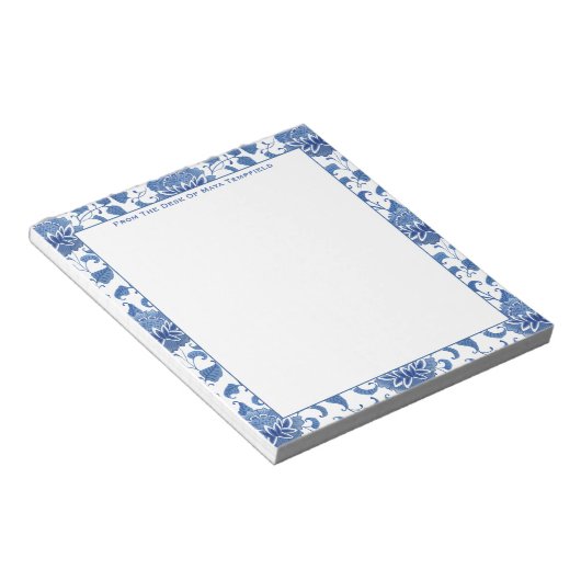 Chinoiserie Antiek blauw en witte gember pot Notitieblok (Schuin)