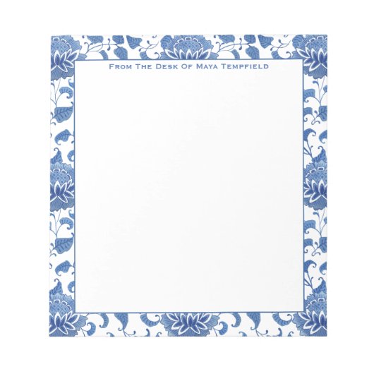 Chinoiserie Antiek blauw en witte gember pot Notitieblok (Voorkant)