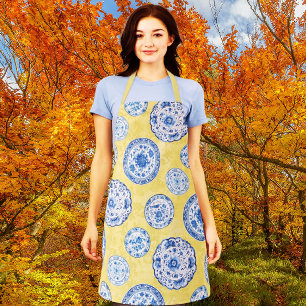  Chinoiserie Antiek Borden vervaagd Damask Schort