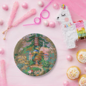 Chinoiserie Antiek China Kleurrijke Tuintempel Papieren Bordje (Feest)