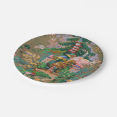 Chinoiserie Antiek China Kleurrijke Tuintempel Papieren Bordje (Gekanteld)