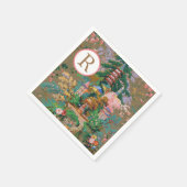 Chinoiserie Antiek China Monogram Tuintempel Servet (Hoek)