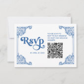  Chinoiserie Antiek Lijst bruiloft met QR RSVP Kaartje (Voorkant)
