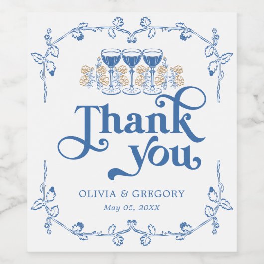 Chinoiserie Antiek Lijst bruiloft Wijn Etiket (Enkel label)