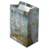 Chinoiserie Antiqued Blue Panels & Cherry Trees Medium Cadeauzakje (Voorkant Gekanteld)
