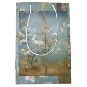 Chinoiserie Antiqued Blue Panels & Cherry Trees Medium Cadeauzakje (Voorkant)