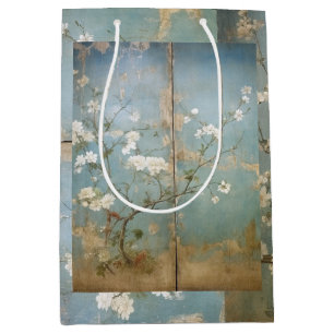 Chinoiserie Antiqued Blue Panels & Cherry Trees Medium Cadeauzakje