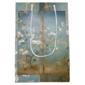 Chinoiserie Antiqued Blue Panels & Cherry Trees Medium Cadeauzakje (Achterkant)