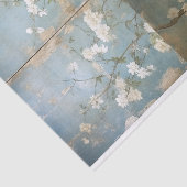 Chinoiserie Antiqued Blue Panels & Cherry Trees Tissuepapier (Detail)