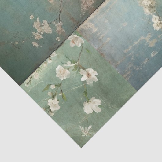 Chinoiserie Antiqued Green & Apple Blossom 1 Tissuepapier (Detail)