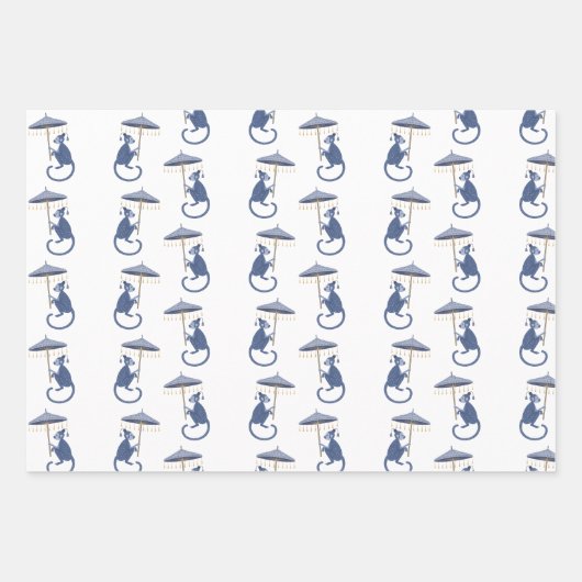 Chinoiserie-apen en Bamboe Gift Wrap Sheets Inpakpapier Vel (Voorkant 2)
