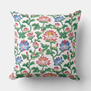 Chinoiserie Art Nouveau Lotus Bloemmotief Kussen