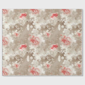  Chinoiserie Aziatisch Bloemen Wit Roze Cadeaupapier (Vlak)