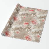  Chinoiserie Aziatisch Bloemen Wit Roze Cadeaupapier (Uitgerold)