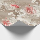  Chinoiserie Aziatisch Bloemen Wit Roze Cadeaupapier (Hoek)