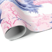 Chinoiserie Aziatisch Landschap Roze Blauw Cadeaupapier (Rol Hoek)