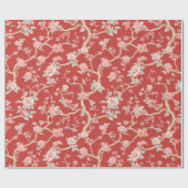 Chinoiserie Aziatisch Rood Roze Bloemen Cadeaupapier (Vlak)