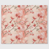  Chinoiserie Aziatisch rood roze wit Cadeaupapier (Vlak)