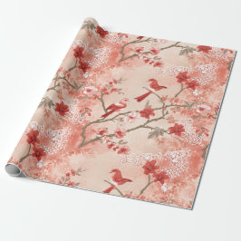  Chinoiserie Aziatisch rood roze wit Cadeaupapier