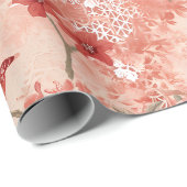  Chinoiserie Aziatisch rood roze wit Cadeaupapier (Rol Hoek)