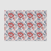 Chinoiserie Aziatisch Wit Rood Grijs Bloemen Decou Tissuepapier (Voorkant)