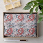 Chinoiserie Aziatisch Wit Rood Grijs Bloemen Decou Tissuepapier (Geschenk)