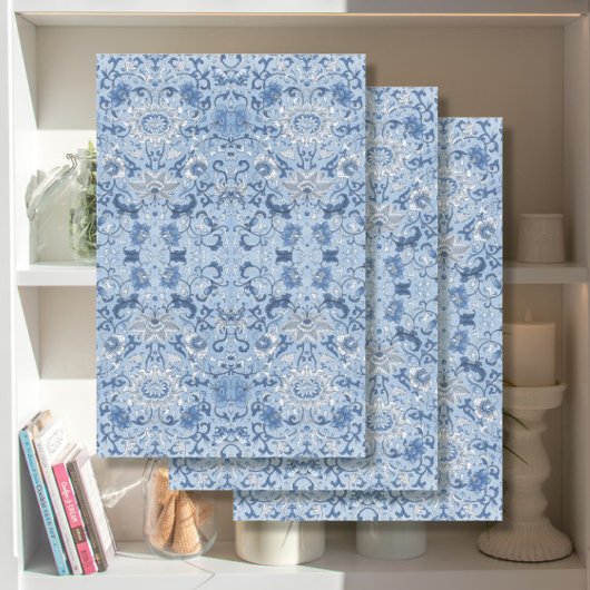 Chinoiserie Aziatische Bloemen Blauw en Wit Decoup Tissuepapier