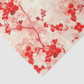  Chinoiserie Aziatische Bloemen Rode Decoupage Tissuepapier (Detail)