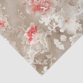 Chinoiserie Aziatische Bloemen Wit Roze Decoupage Tissuepapier (Detail)