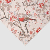Chinoiserie Aziatische rode vogels roze bloem deco Tissuepapier (Detail)