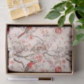 Chinoiserie Aziatische rode vogels roze bloem deco Tissuepapier (Geschenk)