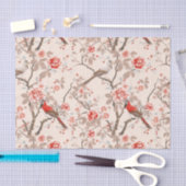 Chinoiserie Aziatische rode vogels roze bloem deco Tissuepapier (Craft)