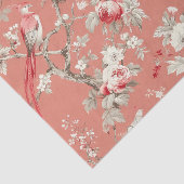 Chinoiserie Aziatische Vogel Bloemen Wit Roze Deco Tissuepapier (Detail)