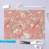 Chinoiserie Aziatische Vogel Bloemen Wit Roze Deco Tissuepapier (Craft)