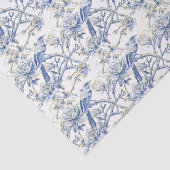 Chinoiserie Aziatische Vogel Wit Blauw Bloemen Dec Tissuepapier (Detail)