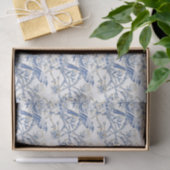 Chinoiserie Aziatische Vogel Wit Blauw Bloemen Dec Tissuepapier (Geschenk)