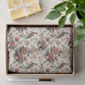 Chinoiserie Aziatische Vogel Wit Rood Bloemen Deco Tissuepapier (Geschenk)