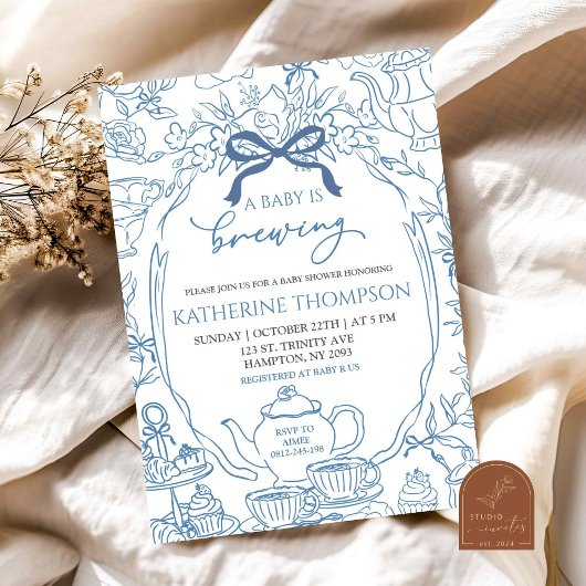 Chinoiserie Baby is het brouwen van thee Floral Ba Kaart