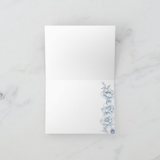 Chinoiserie Baby shower Bedankt Kaart Blauw Bloeme (Binnen)