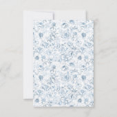 Chinoiserie Baby shower Bedankt Kaart Blauw Wit (Achterkant)