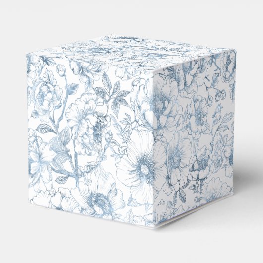 Chinoiserie Baby shower Favoriet Dozen Blauw Bloem Bedankdoosjes (Achterkant)