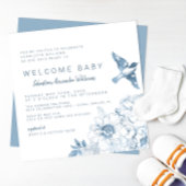 Chinoiserie Baby shower Invitation – Blue Floral Kaart