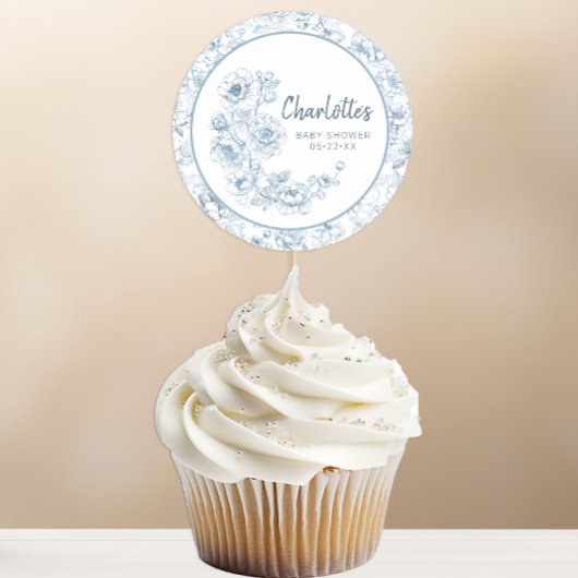 Chinoiserie Baby shower Sticker – Blue Floral DIY